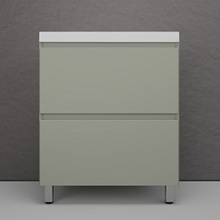 Style Line Тумба с белой раковиной Манхэттен 70 Plus эмаль олива матовая – фотография-2